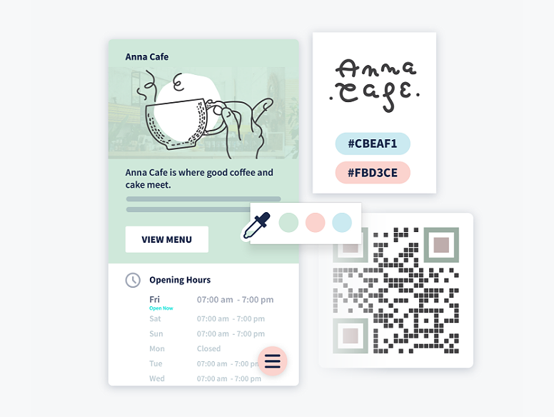 O QR Code Business pode ser personalizado para se adaptar ao seu estilo.